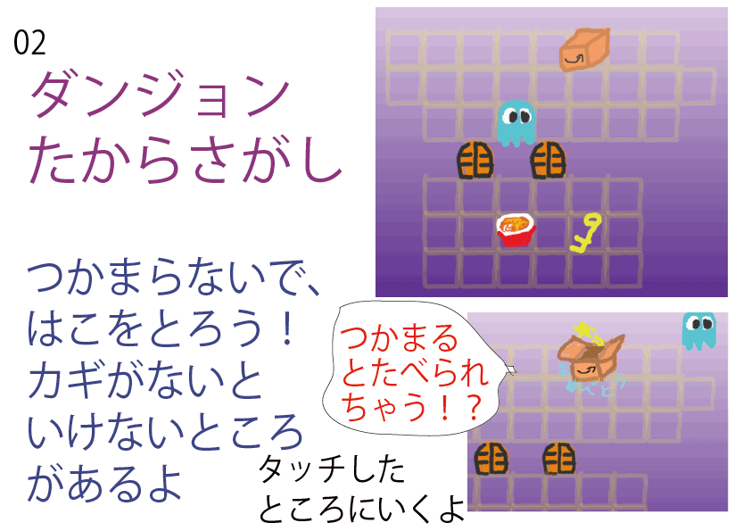 2019年6月16日なかの育フェスのビスケット(
   viscuit)ゲーム体験コーナー「ダンジョンたからさがし」です。